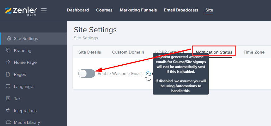 How To Disable System Generated Emails In New Zenler 2