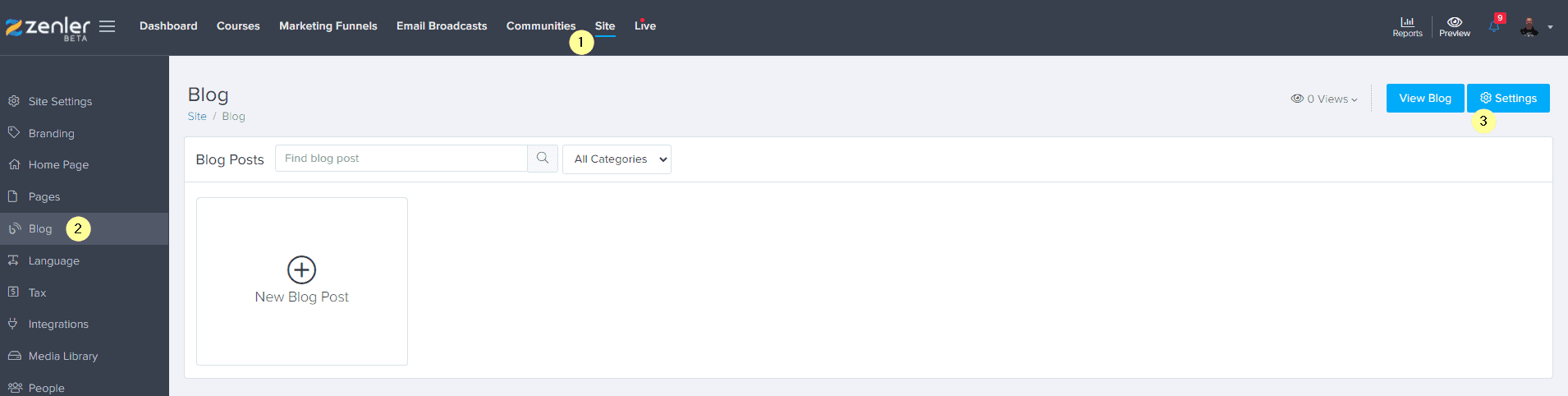 blog enabled settings
