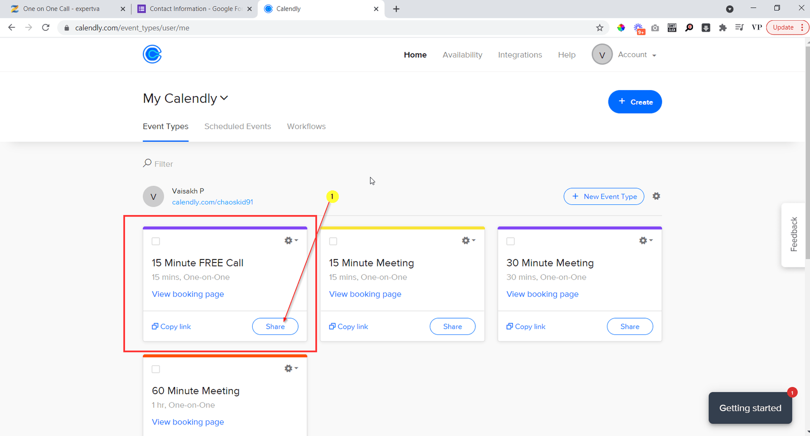 go to calendly and create an event