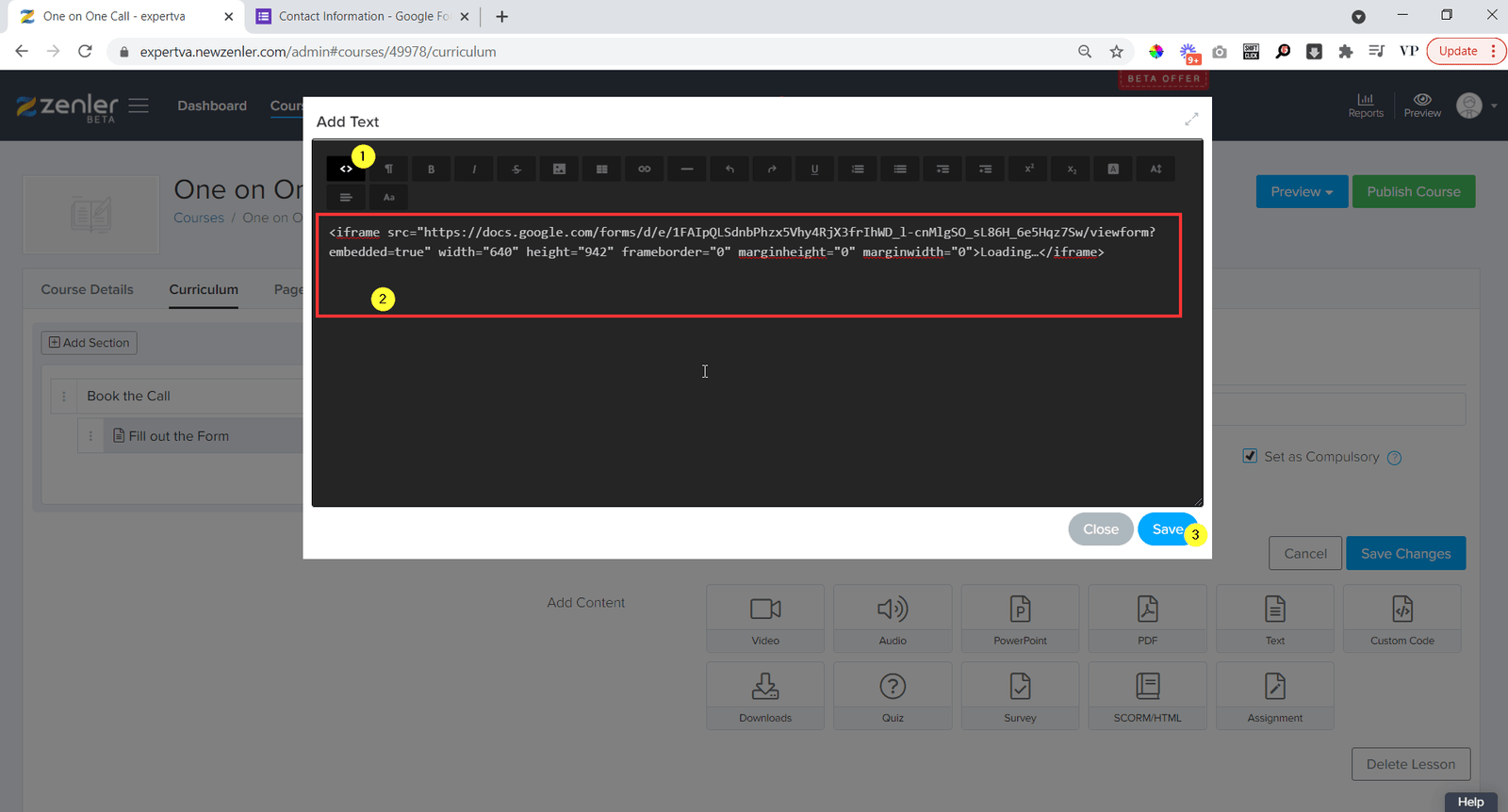 go to the code editor and paste the code and hit on save